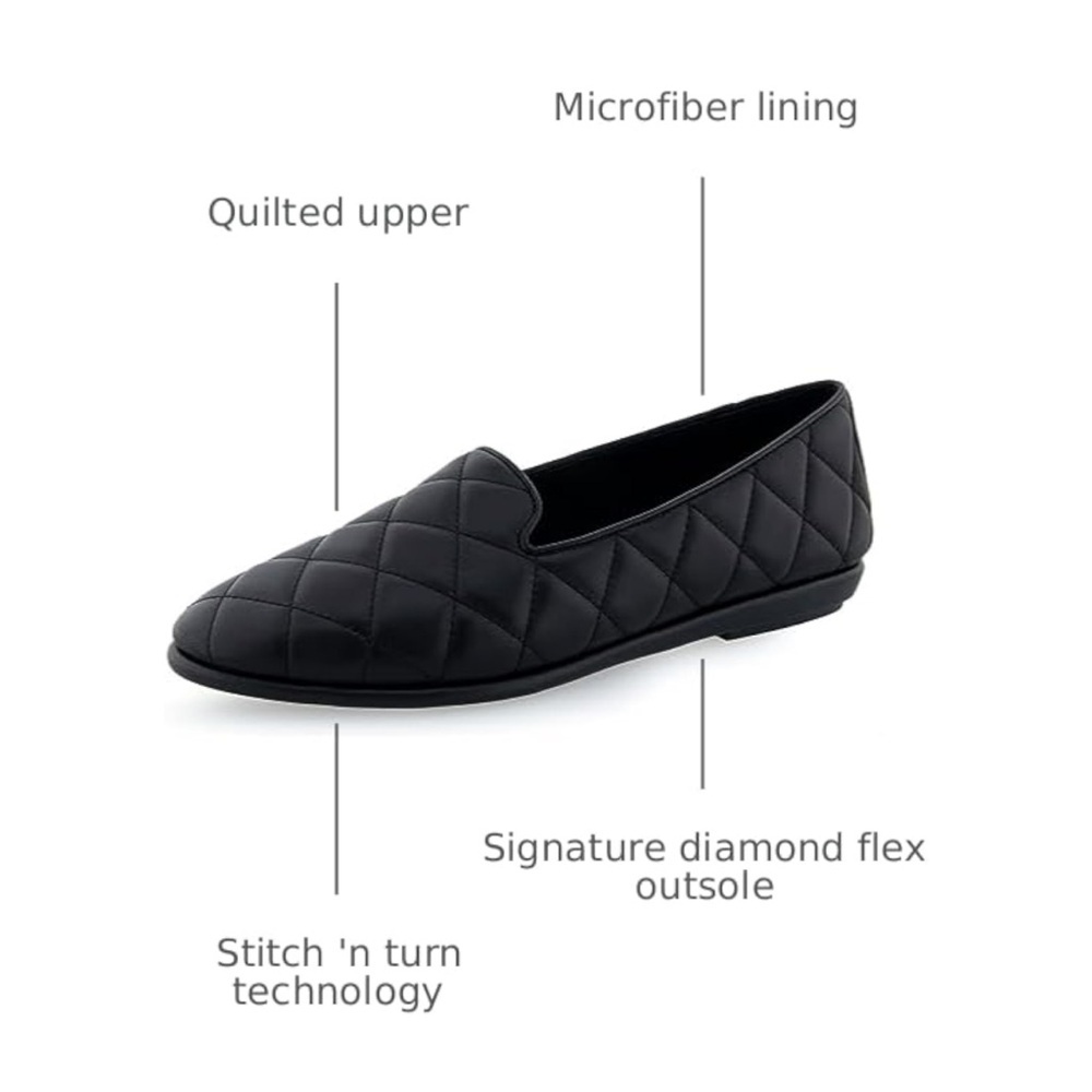 Aerosoles Women's Betunia Loafer Flat, Black Quilted, 10.5 NEW